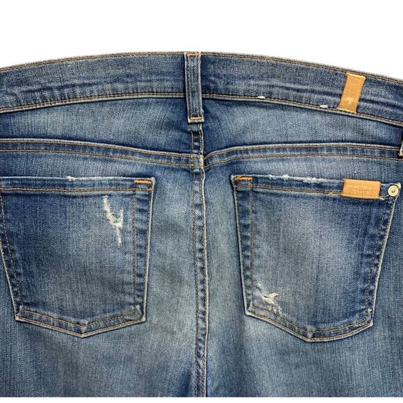 Size 25 7 for All Mankind Blue Distressed The Ankle Skinny Womens Jeans - Picture 7 of 8